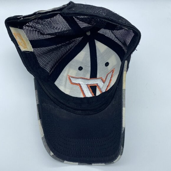 Virginia Tech Hokies Tan Plaid Cap Trucker Hat Hook & Loop NCAA Mesh - Picture 7 of 16